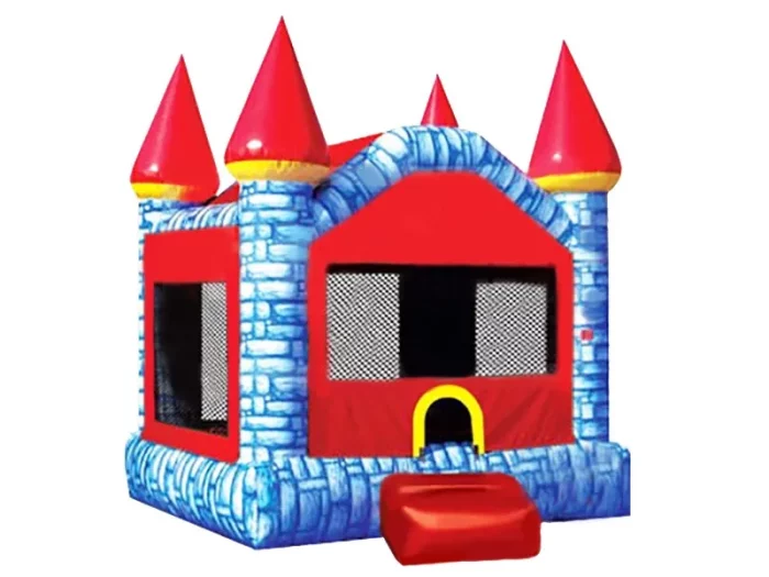 Shop this vibrant red and blue castle-themed jumping castle, ideal for kids' parties. High-quality and affordable, available online in Australia.