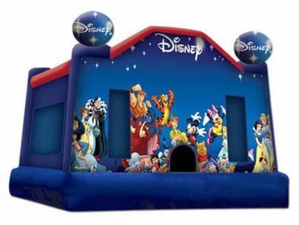 Disney-themed inflatable jumping castle featuring beloved characters, perfect for kids' parties. Buy high-quality inflatables online in Australia today!