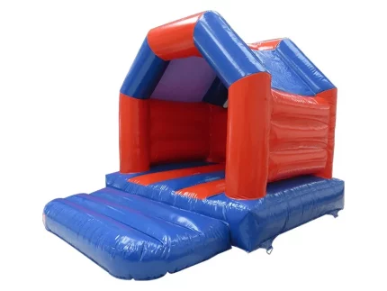 Red and blue inflatable jumping castle with a compact design, perfect for kids' parties and events. Buy durable inflatables online in Australia today!