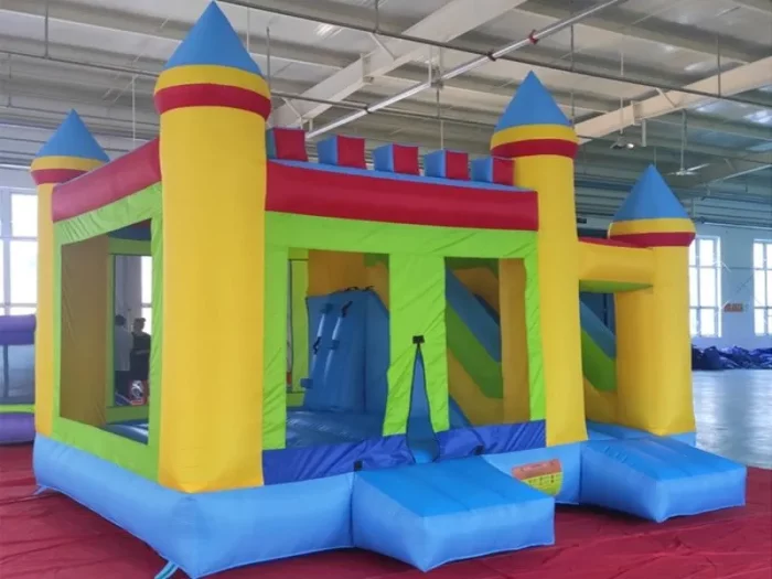 Large inflatable castle with climbing wall and slides, perfect for kids' parties and events. Bright and durable. Buy online in Australia today!